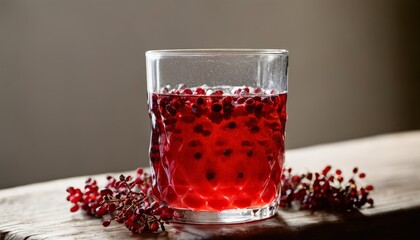 Sticker - A glass of red liquid with berries on top