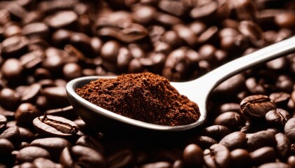 Sticker - A spoonful of coffee beans on a plate