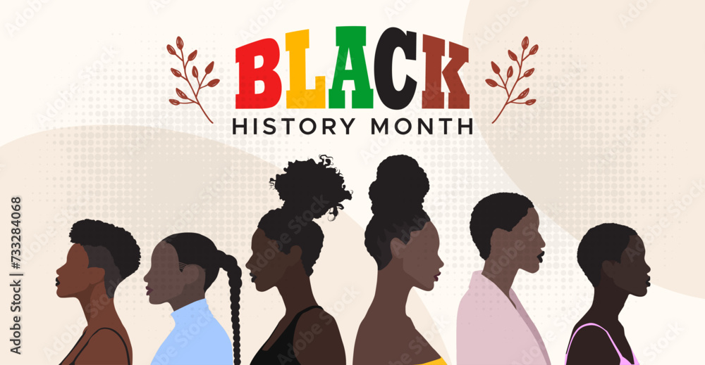 February is Black History Month illustration of exotic and elegant ...