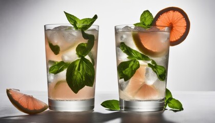 Canvas Print - Two glasses of lemonade with mint and orange slices