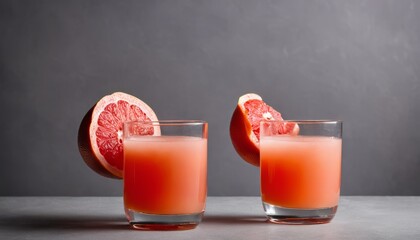 Poster - Two glasses of grapefruit juice on a table