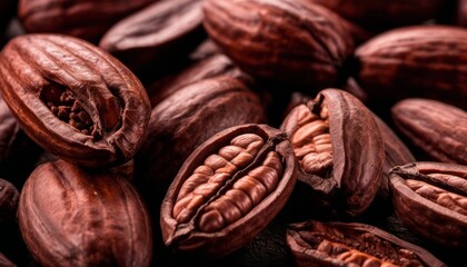 Canvas Print - A pile of brown coffee beans