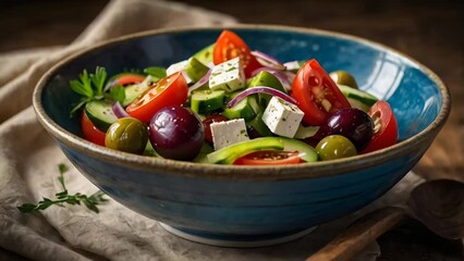 Wall Mural - delicious greek salad a plate the kitchen