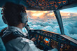 Pilot in Cockpit Flying in the Sky