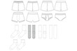 undergarments and socks mens boxers briefs flat technical drawing illustration mock-up template for design and tech packs men or unisex fashion CAD streetwear women workwear utility