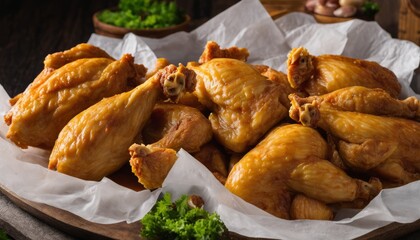 Canvas Print - A plate of chicken wings with a side of broccoli