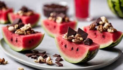 Sticker - Slices of watermelon with chocolate and nuts on top