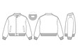 © Jack - cropped racing bomber jacket flat technical drawing illustration mock-up template for design and tech packs men or unisex fashion CAD streetwear women workwear utility