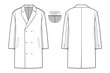 © Jack - double breasted coat jacket collared flat technical drawing illustration mock-up template for design and tech packs men or unisex fashion CAD streetwear women workwear utility