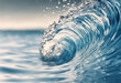 Blue water wave close up