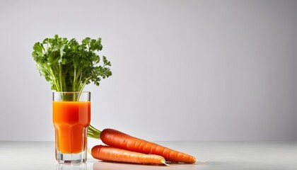 Canvas Print - A glass of orange juice with a carrot and parsley