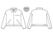 © Jack - cropped zip work trucker jacket collared flat technical drawing illustration mock-up template for design and tech packs men or unisex fashion CAD streetwear women workwear utility
