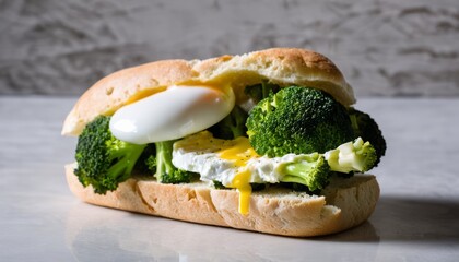 Canvas Print - A sandwich with broccoli and egg