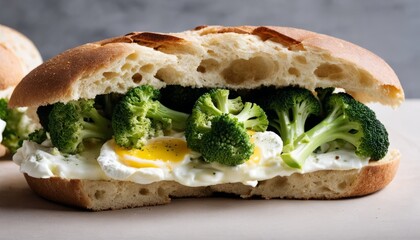 Canvas Print - A sandwich with broccoli and egg