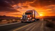 Massive semi-truck transporting goods across vast, deserted highways of the southwest united states