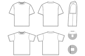 slim fit top t-shirt flat technical drawing illustration short sleeve with binding collar blank stre