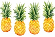 Abstract Colorful Pineapples On White Background