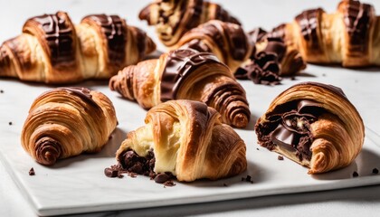 Sticker - A plate with croissants and chocolate