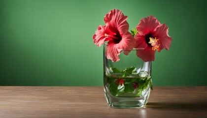 Wall Mural - A vase with red flowers in it