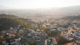 Fototapeta Do pokoju - Aerial photo from drone to the city of Malaga and old town Malaga at at sunset. Malaga,Costa del sol, Andalusia,Spain, (Series)