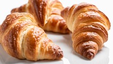 Three Croissants On A White Plate