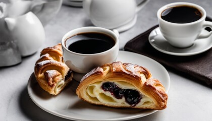 Sticker - A plate of pastries and a cup of coffee