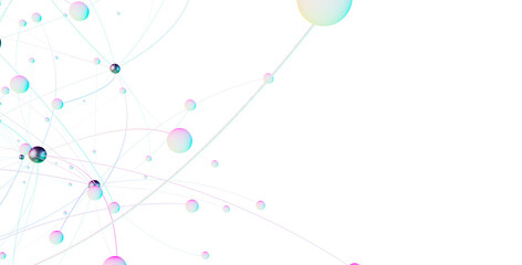Wall Mural - Big data visualization. Network connection structure with chaotic distribution of points and lines. 3D rendering.