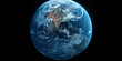 Weltkugel auf dunklen Hintergrund vom Weltall Nahaufnahme im Querformat für Banner, ai generativ
