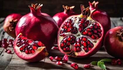 Wall Mural - A pile of pomegranates on a table