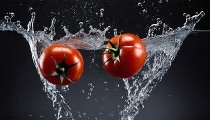 Sticker - Two tomatoes are splashing in water