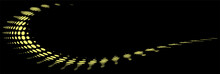 Halftone Gold Polka Dot Radiant Frame. Voluminous Polka Dots With Eyelash Fringe. Black Background - As An Example. Vector.