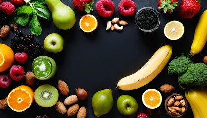 Sticker - A variety of fruits and nuts are arranged on a table