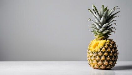 Wall Mural - A pineapple is sitting on a white table