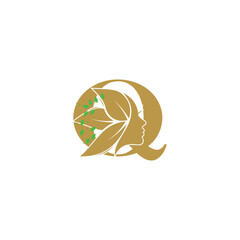 Sticker - Beauty face logo design with premium concept letter Q