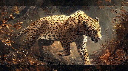 Wall Mural - A running leopard