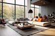 © spyrakot - Modern Living Room with Forest View and Natural Light