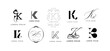 © WinWin - Creative K emblem. Letter k monogram for key, royal king and kitchen company branding template vector icon set