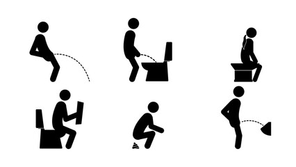 Wall Mural - Toilet icons set stick figures, vector illustration.