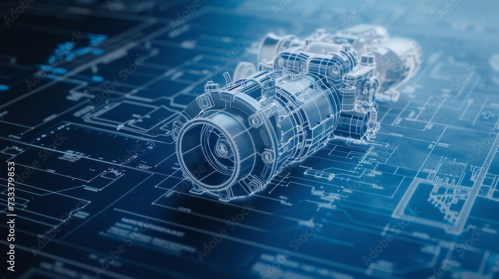 Engine Technical File technical diagram of the engine Stock Illustration | Adobe Stock