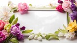 Fototapeta Tulipany - Art spring flowers frame background