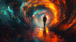 A person Journeying through the Tran dimensional Portal: Exploring Relativity, Time Dilation, Wormholes, and Teleportation in the Supermassive Cosmic Enigma