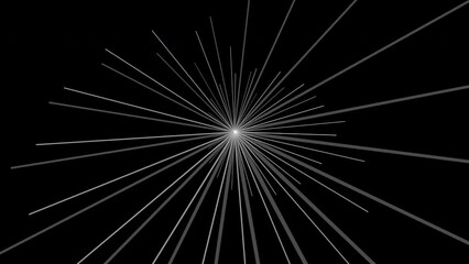 Poster - Animated Black and White Pattern with Star. Glowing Rays. Geometric Abstract Rotating Striped Texture. Loop Seamless Stock Footage. 3D Graphic