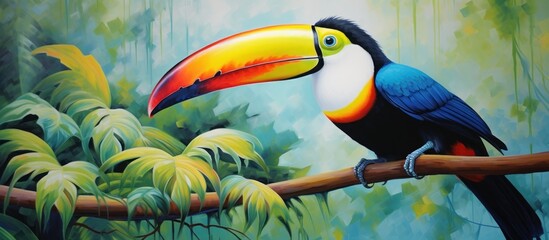 Wall Mural - Toucan bird is on a tree in the forest