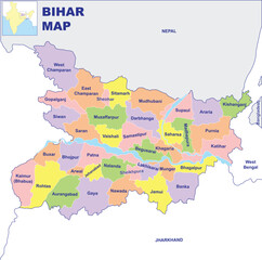  Bihar map vector illustration with white background
