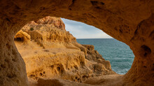 Surreal Seascapes With Natural Caves, Tidal Pools And Trails In The Algar Seco Cliffs, Carvoeiro, Lagoa, Algarve, Portugal.