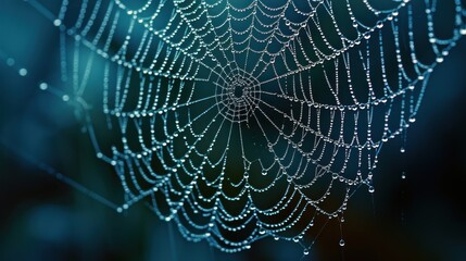 Wall Mural -  a close up of a spider web with drops of water on it's spider's web spider web, spider webs, spider webs, spider webs, spider webs, spider webs, spider webs, spider webs, spider webs, spider web.