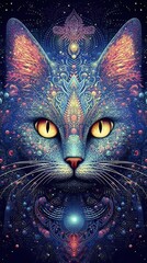 Poster - portrait of mystical cat