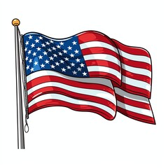 the american flag in the style of american cartoons vector on white background