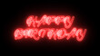 © VIDEO_EXPERT - Happy birthday neon icon. Happy birthday neon sign. Happy Birthday neon banner on black background.