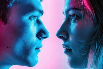 Wall Mural - photo of a male and female gender with a blue and a pink